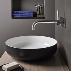 AB 置き型洗面器450mm (外側:黒 内側:白)