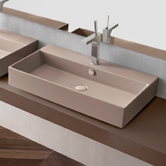 【数量限定品　2025年12月末出荷分まで】SMILE 壁付け・カウンター置き型洗面器800mm+コラムシングルレバー洗面混合栓(引棒無し)+排水目皿+ボトルトラップセット