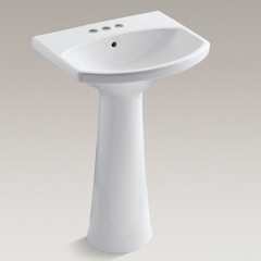 【数量限定品】CIMARRON ペデスタル型洗面器578mm (3穴4インチタイプ)+排水目皿(ポップアップあり)+Pトラップ