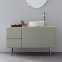 ASSEMBLAGE キャビネットセット1200mm(洗面ボウル右/水栓アウトセットタイプ) 天板:ダナエ/扉:ウィロー/脚部(H200mm):クロム