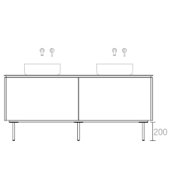 ASSEMBLAGE　キャビネットセット1650mm　引き出しタイプ(洗面ボウルダブル)　天板:シリウス　扉:スモーキーベージュ　脚部:クロム　H:200