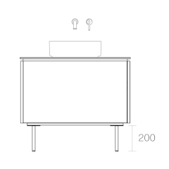 ASSEMBLAGE キャビネットセット850mm(壁付け水栓タイプ) 天板:シリウス/扉:ディムグレー/脚部(H200mm):ブロンズ