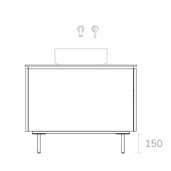 ASSEMBLAGE キャビネットセット850mm(壁付け水栓タイプ) 天板:シリウス/扉:スモーキーベージュ/脚部(H150mm):ブロンズ