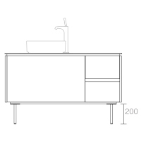 ASSEMBLAGE キャビネットセット1200mm(洗面ボウル左アウトセットタイプ) 天板:シリウス/扉:スレートグレー&オークウッド/脚部(H200mm):マットブラック