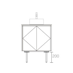 ASSEMBLAGE MINI キャビネット600mm (水栓インセットタイプ) 天板:シリウス 扉:スレートグレー 脚:ブロンズ H200mm