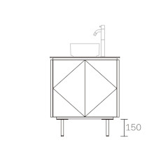 ASSEMBLAGE MINI キャビネット600mm (水栓アウトセット取付穴径35mm) 天板:IVORY 扉:スモーキーベージュ 脚:クロム H150mm