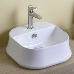 【数量限定】SHARP 42 カウンター置き型洗面器420mm+排水部材セット(排水目皿+Pトラップ)