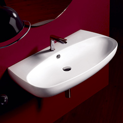 【数量限定品】VIGNONI 壁付け・カウンター置き型洗面器1000mm+排水目皿+Sトラップセット