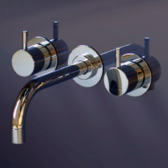 VOLA 壁出し式 2ハンドル洗面混合栓