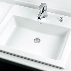 Luju 角型洗面器604mm (ポップアップホール付き)